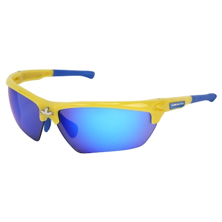 Mcr Safety Dominator (DM3), Safety Glasses, Duramass Hard Coat, Polycarbonate Lens, Yellow Frame, Half Frame DM1348B